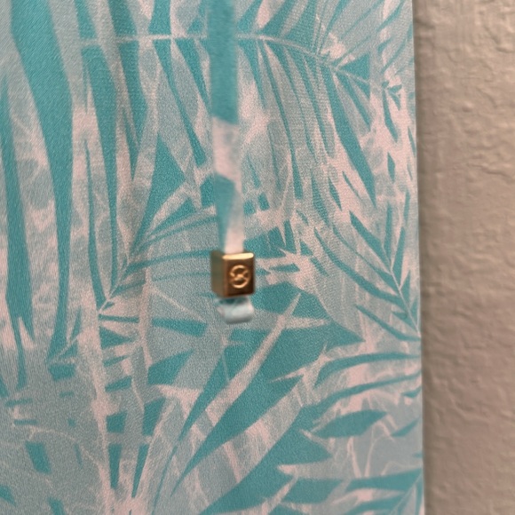 Michael Kors Tropical Sleeveless Dress with Ruffle Hem. Turquoise Size L. NWT - Picture 4 of 5